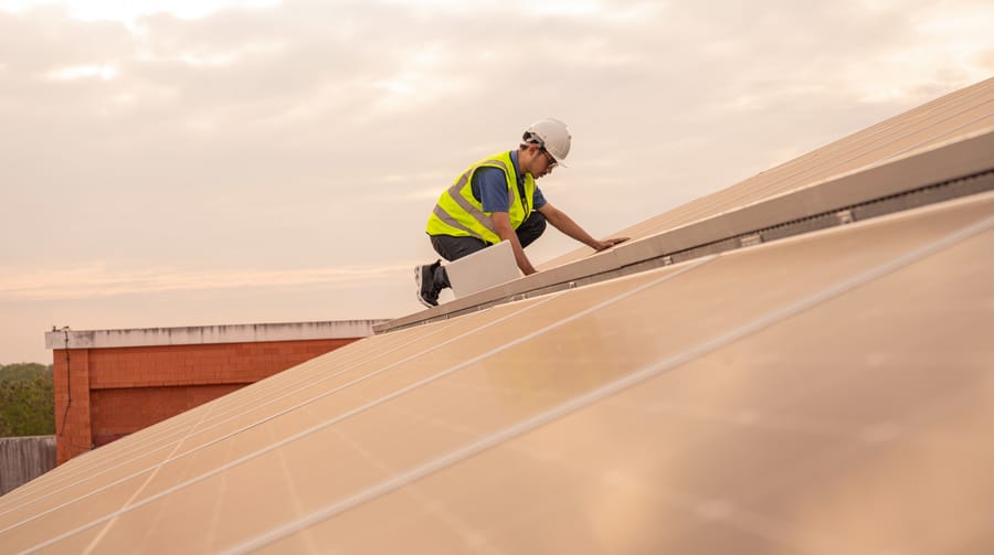 Commercial flat roof on a large building