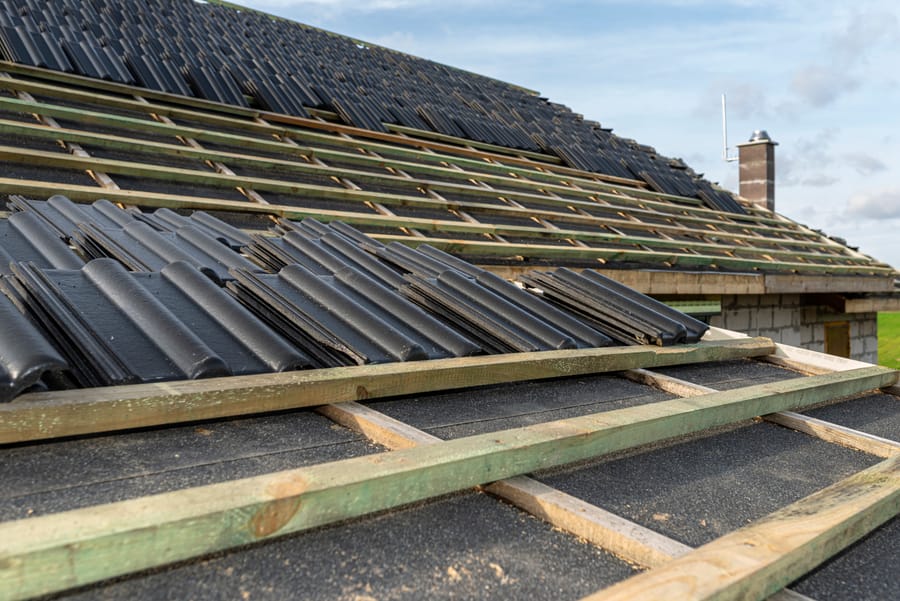 Metal roof panels on a residential home