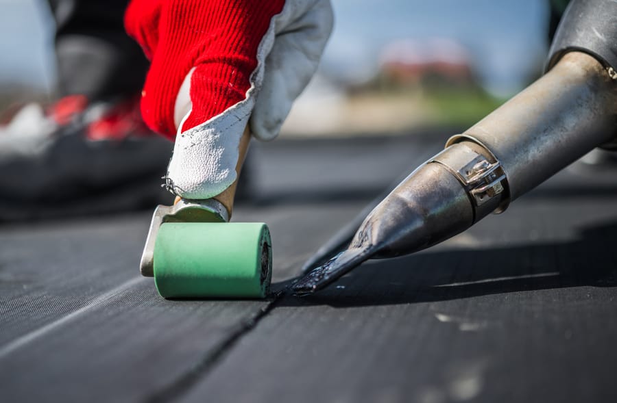 EPDM rubber roofing membrane on a flat roof